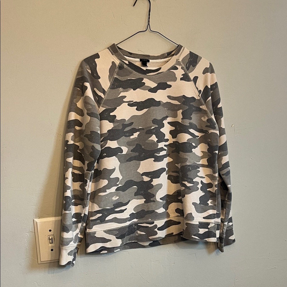 J Crew size medium shades of grey camouflage sweatshirt